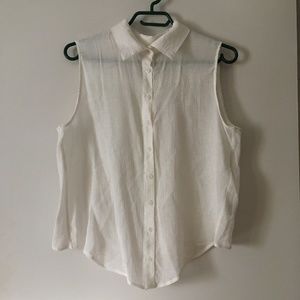 THE RANGE White Viscose Sleeveless Button Down Shirt M